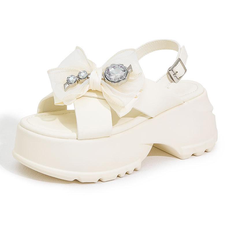 

Platform sandals women s 2025 summer new high-heeled muffin fashion high sense heightening women s shoes versatile outer slippers 39 бежевый