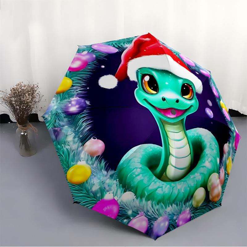 1pc Christmas Snake Folding Umbrella | Elegant Design, Fashionable Accessory, Durable Construction, Sturdy Ribs Yy251107037