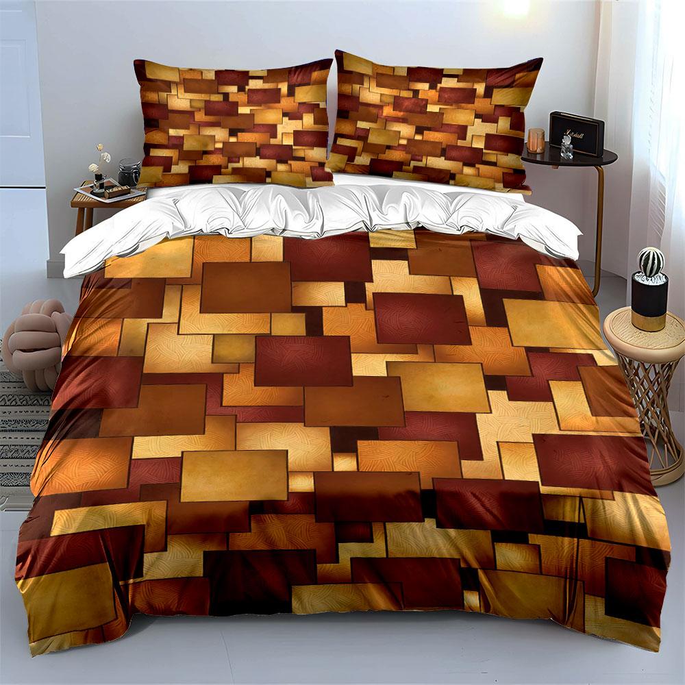 Rectangles In Earthy Tones. Bedding Sets Duvet Cover Sets Duvet Covers Pillowcases(1 * Duvet Cover 2 * Pillowcases Without Duvet Insert)
