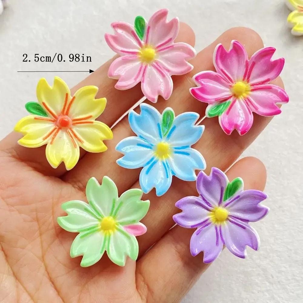 10 Pcs Cute Cartoon Flower Series Resin Crafts for Scrapbooking and DIY Jewelry Making