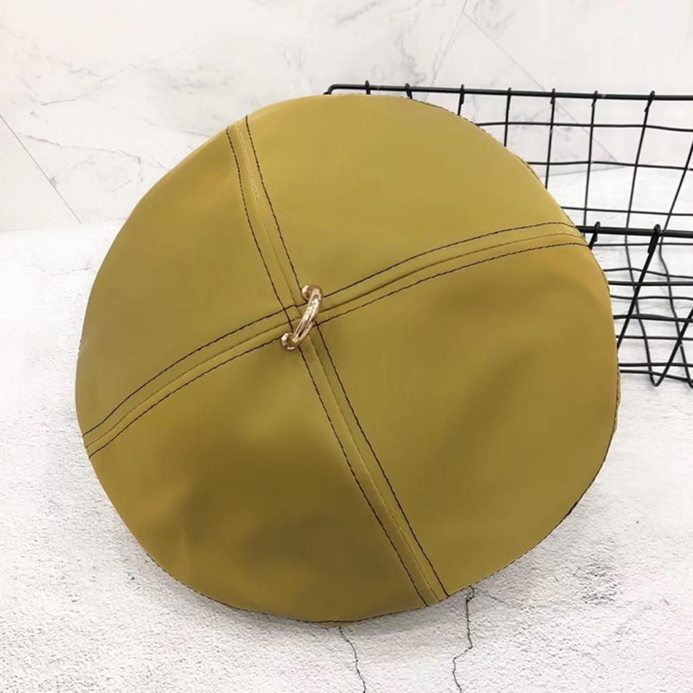Women Fashion PU Hat Octagonal Beret British Style Painter Autumn Winter All Match
