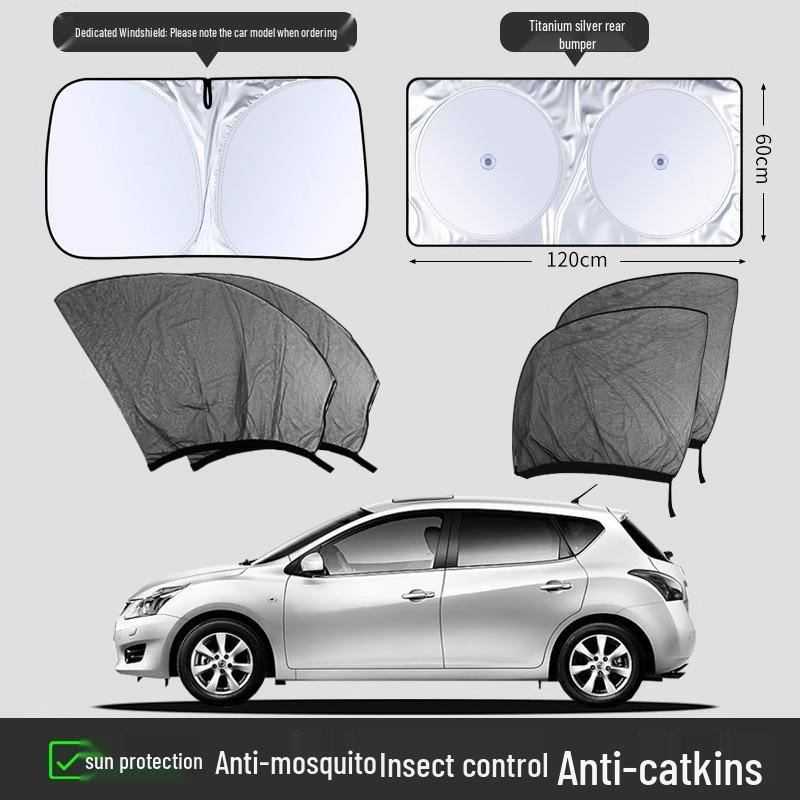 Car Window Sunshade & Privacy Curtain with Heat Insulation and Anti-Mosquito Net