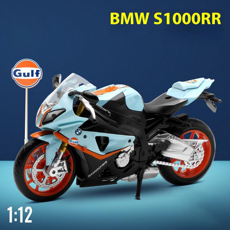 1/12 BMW S1000 RR Gulf Oil Edition Super Motorcycle Diecast Model Car Metal Alloy Ornament Collection & Hobby Birthday Gifts Boy