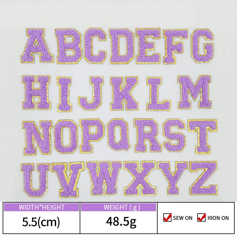 Colorful English Letter Chenille Embroidery Patches Iron on Sew on Garment Alphabet Crochet Patches for Clothing Hat Cap Craft