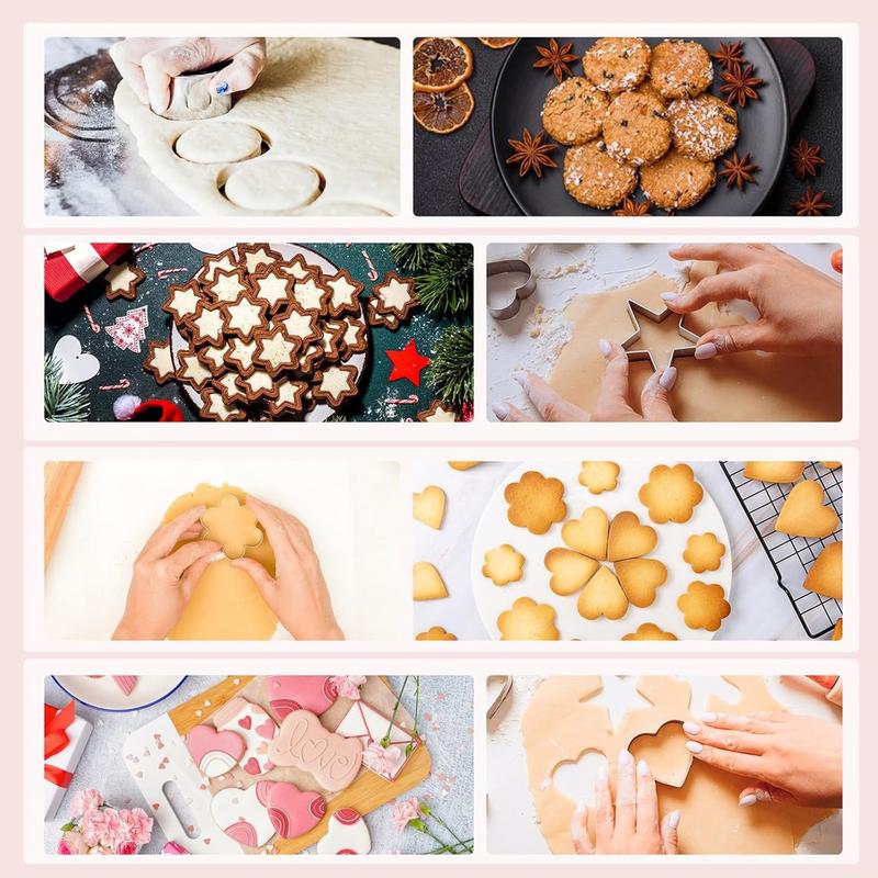 12pcs Metal Cookies Cutters Set Creative Star Cookie Cutter Round/Heart/Flower Shaped BiscuitCutter Fruit Egg Mould