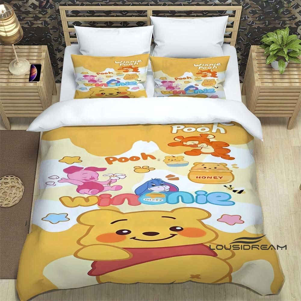 Pooh Bear Cartoon-themed Bedding Sets, Including Single, Double, King, and Queen-size Beds, Bedding Sets, and Adult Bedroom Duve
