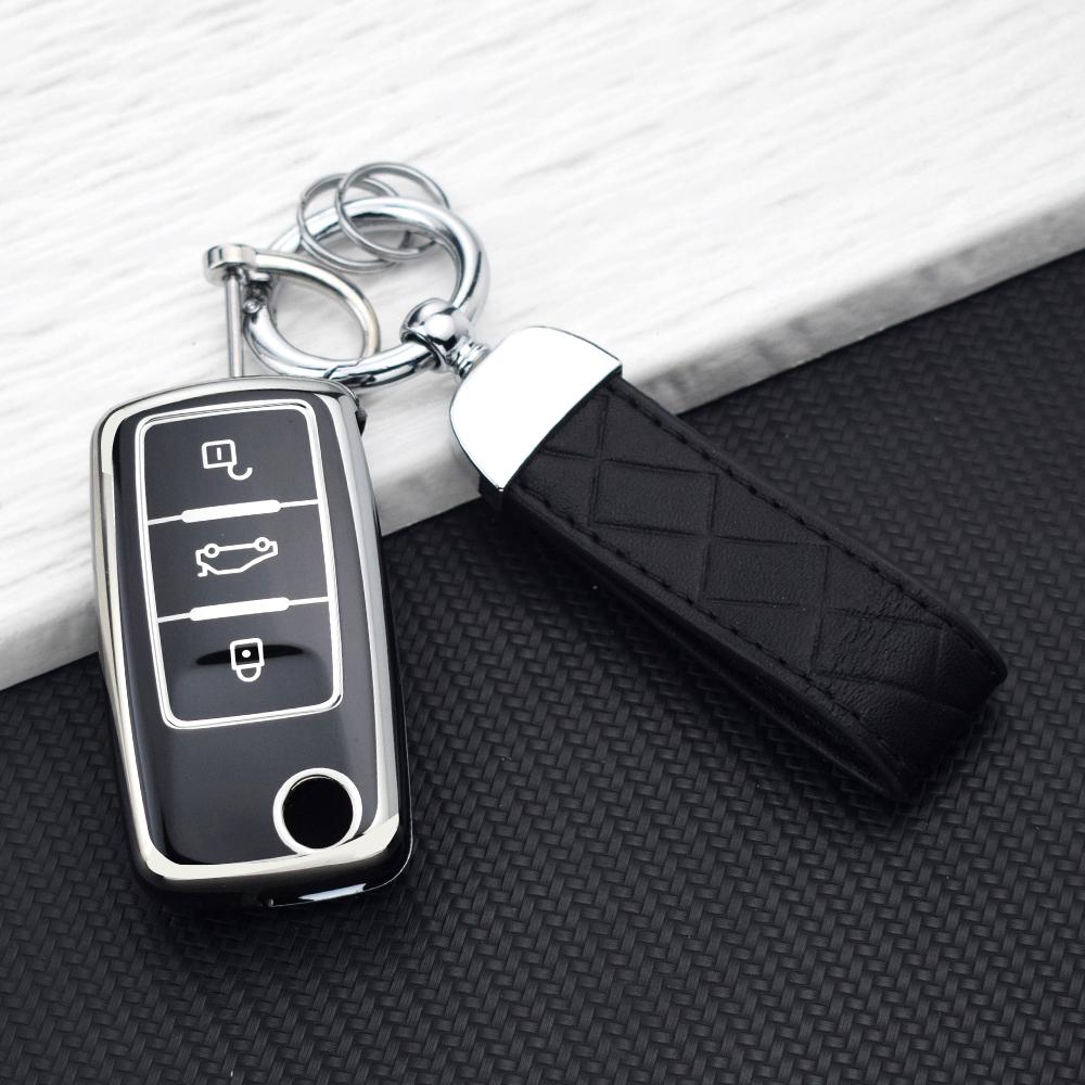 Tpu Car Key Case For Volkswagen Vw Polo Golf Passat Tiguan Beetle Caddy 2/3 Buttons Key Cover For Skoda Octavia Seat Leon Altea