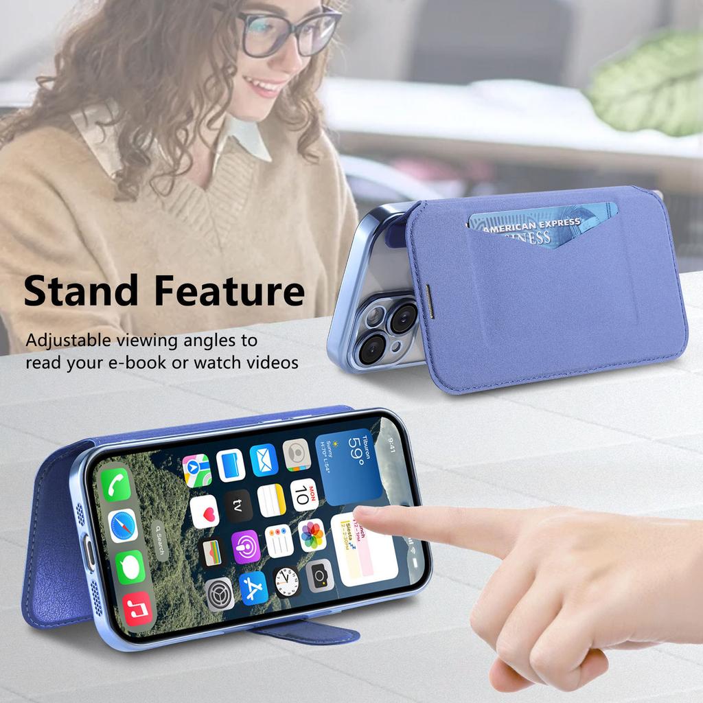 Für iPhone 13 Pro Max Hülle Kompatibel mit MagSafe Abnehmbare Leder Handyhülle mit Linsenfolie