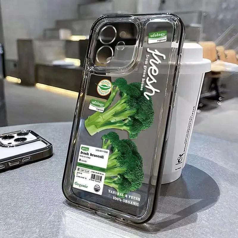 Cauliflower and Broccoli Phone Case iPhone 15 Pro Max 11 12 13 16 14 Plus Silicone Shockproof Transparent Phone Case