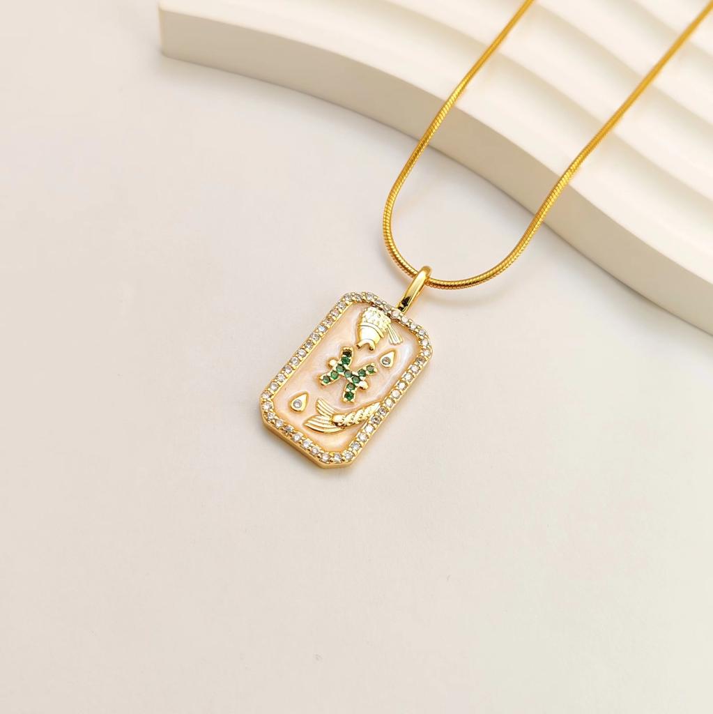 Titanium Steel 12 Constellation Necklace Female Retro Personality Temperament Diamond Square Brand Clavicle Chain