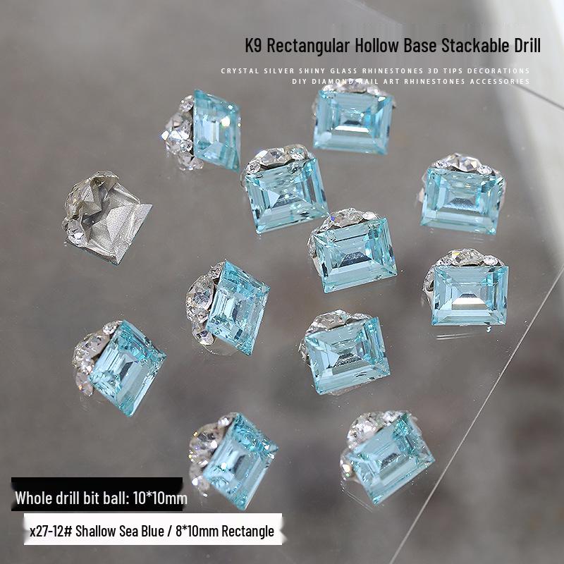 Flash K9 6mm Fat Square Rhinestones for Nail Art - Multi-faceted, No Base Holder, Wearable Nail Accessories