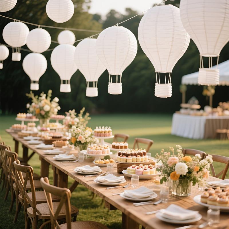 12-Pack Hanging Hot Air Balloon White Paper Lantern Set DIY Craft Wedding Birthday Engagement Party Home Classroom Hanging Decor