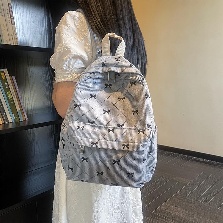 Schoolbag New Casual School Bag Female College Student Fashion Bow Backpack Japanese Versatile Junior High School Student Large Capacity Backpack