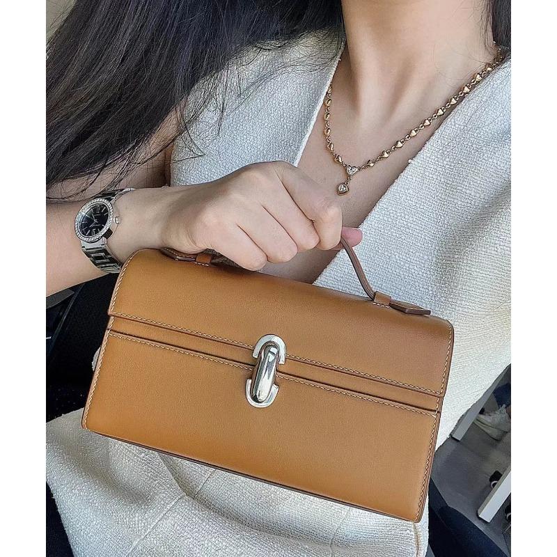 Handbag, Leather Clutch, Small Square Bag, French Simple Leather Bag, High-end Clutch Bag
