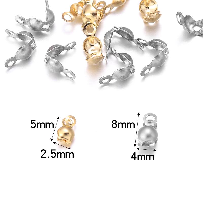 50pcs/lot Stainless Steel Connector Clasps Ball Chain End Crimp Beads Caps For Jewelry Making DIY Bracelet Necklace Accessories