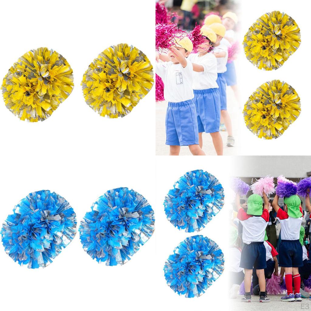 2 Pieces Cheerleading Pom Poms Cheering Squad Pompoms with Handle Cheerleader for Ceremony