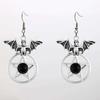 Goth Punk Sliver Color Vampire Bat Five-pointed Star Red Crystal Pendant Dangle Earrings for Women Halloween Party Witch Jewelry
