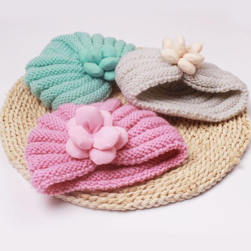 New Autumn and Winter Baby Fetal Hat, Children's Three-dimensional Flower Warm Hat, Cute Baby Knitted Hat