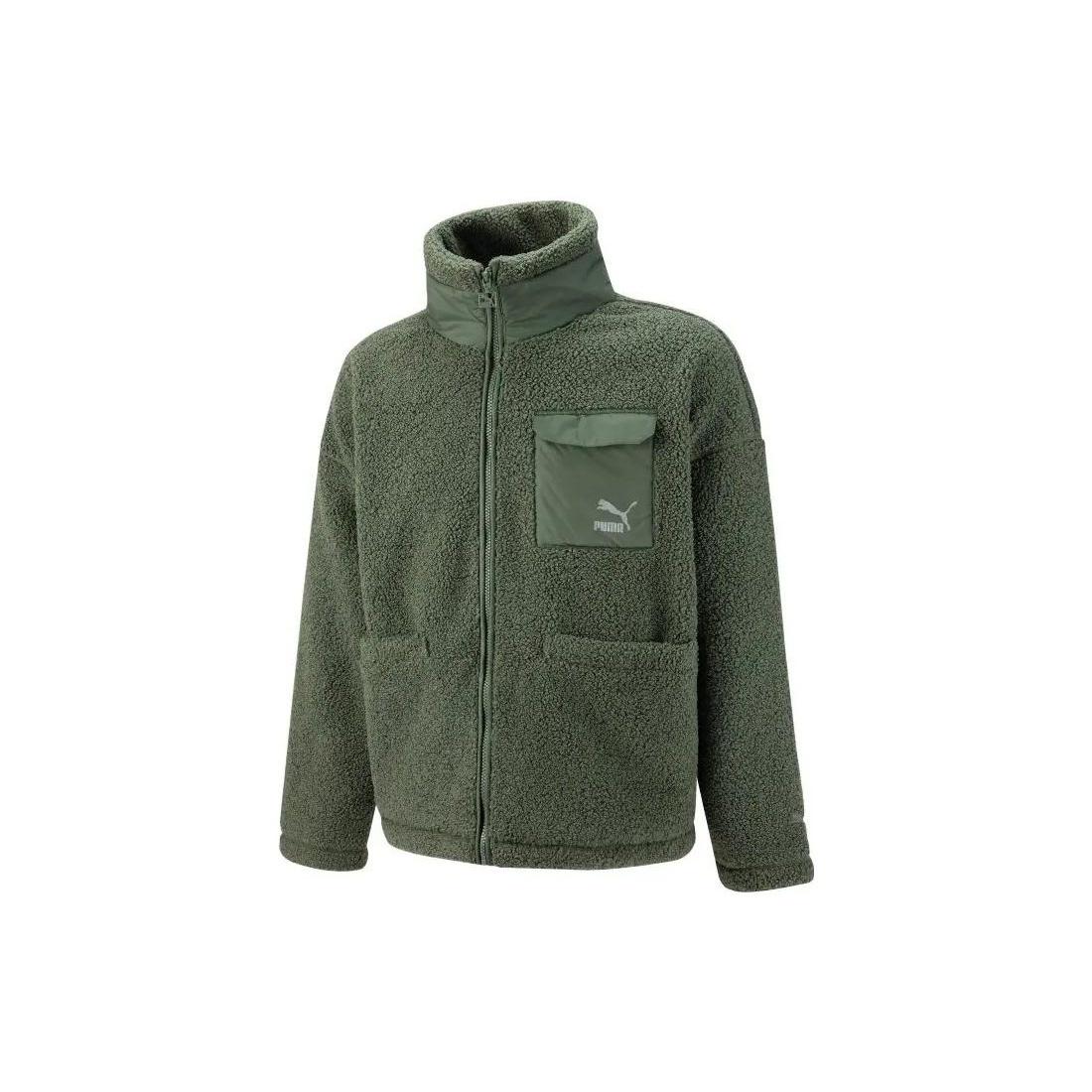 PUMA Patch Pocket Sherpa Jacket  Green  Men s 539570-64 XL