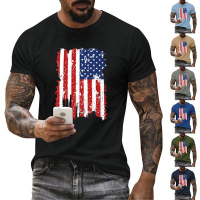 Men's Holiday Print Round Neck Short Sleeve Top Casual Sports Top
