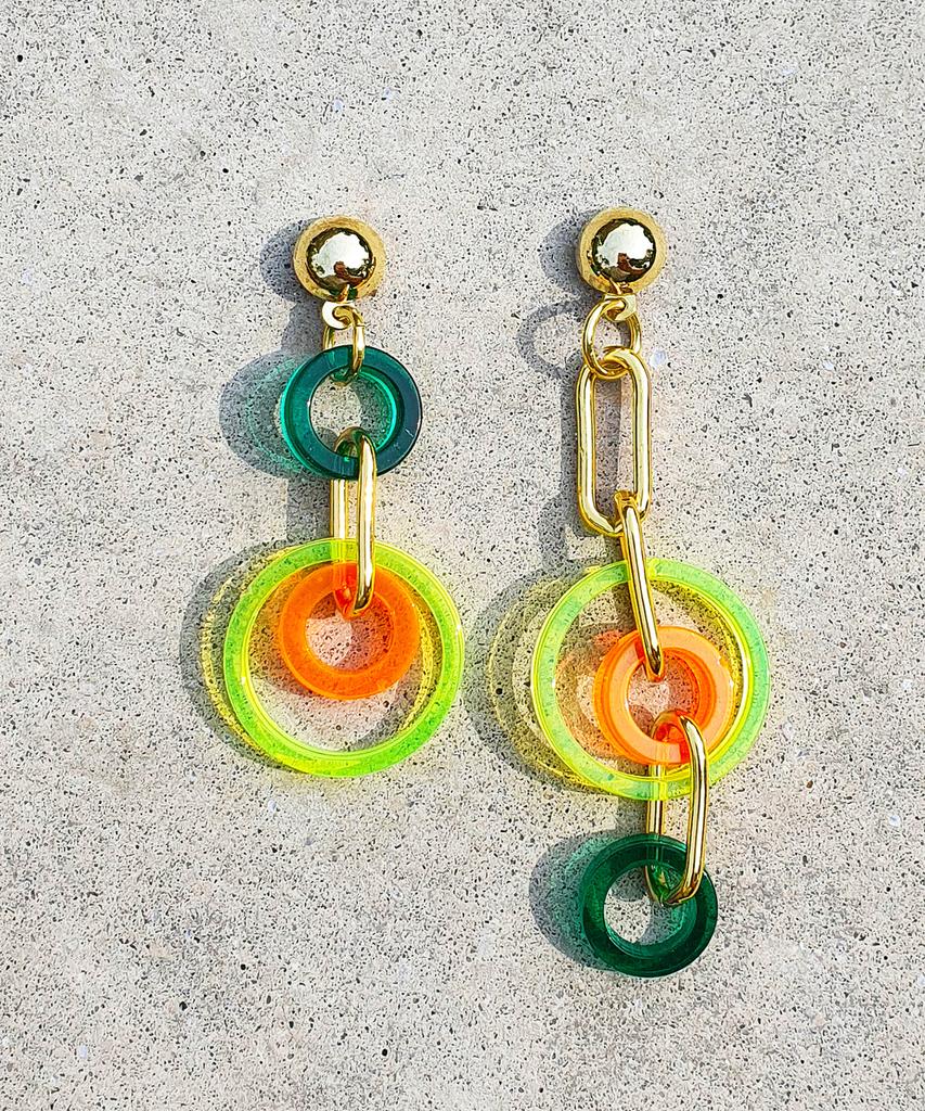 Lazy N Crazy Tropical Double Ring Earrings (3 Colors)