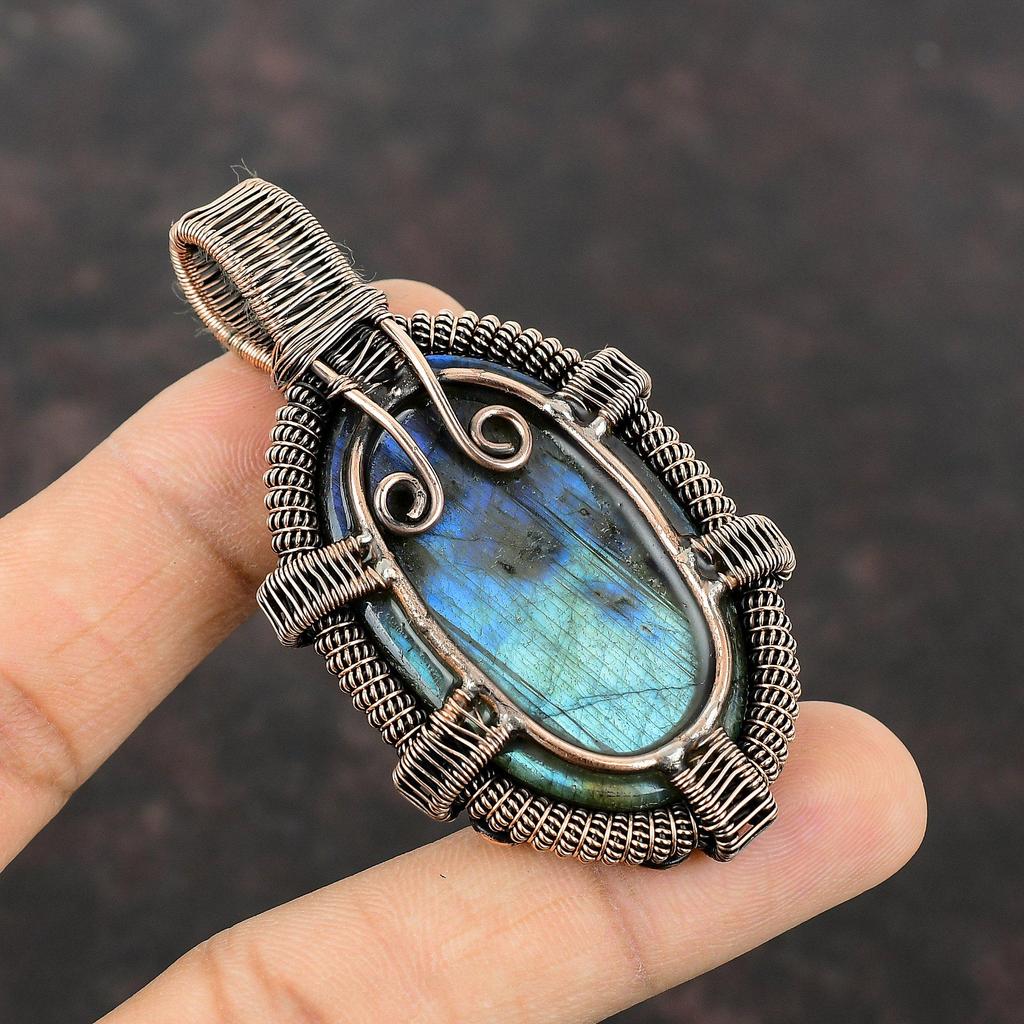 Labradorite Pendant Copper Wire Wrapped Pendant Handmade Wire Wrap Jewelry Genuine Gemstone Pendant Amazing Copper Jewelry Pendant For Gifts