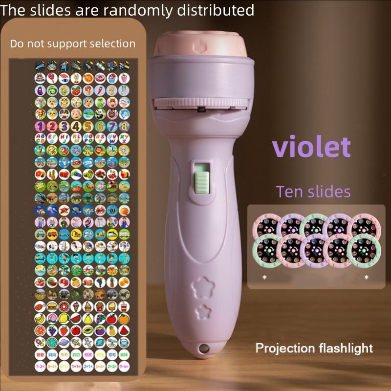 Projector Flashlight Early Education Educational Development Toy Children's Enlightenment Luminous Toy Cartoon Pattern Projector
