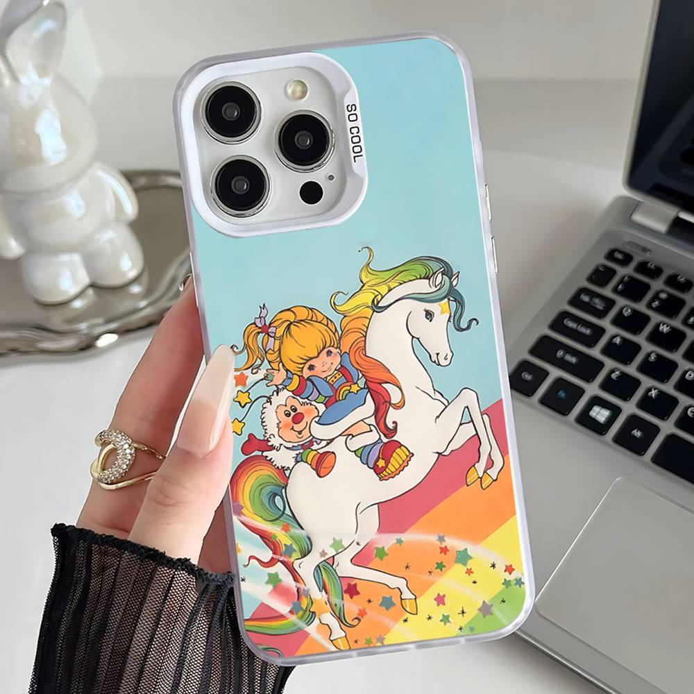 Cute Rainbow B-BriteS Phone Case For iPhone 16,15,14,13,12,11,Mini,Pro,SE,MAX White Matte Shockproof Cover