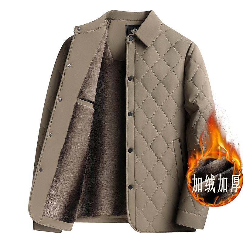 Men's Winter Warm Quilted Bomber Jackets Casual Lightweight Windproof Coat With Pockets Fleece Lined Work Jacket for Men Thick Thermal Cargo Jacket