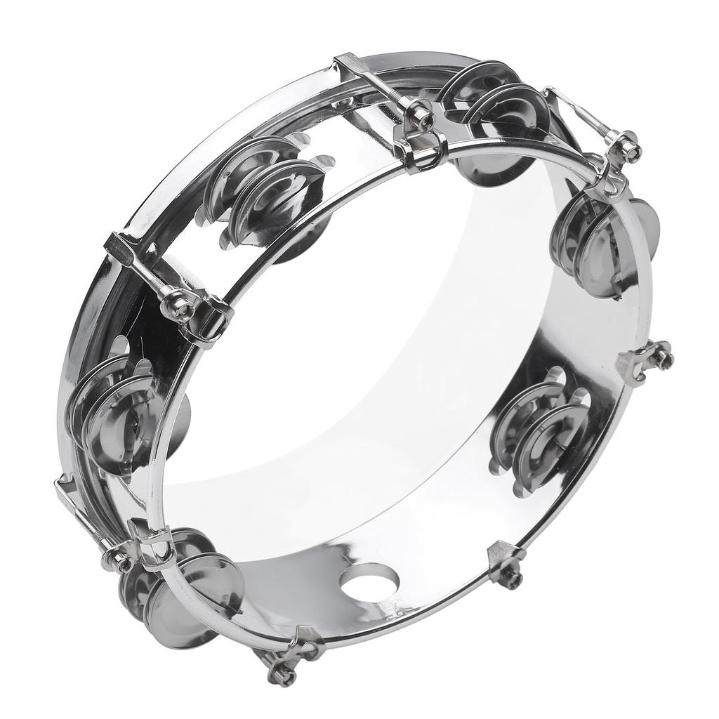8inch Tambourine Handbell Hand Drum with Double Row Jingles Musical Percussion Instrument