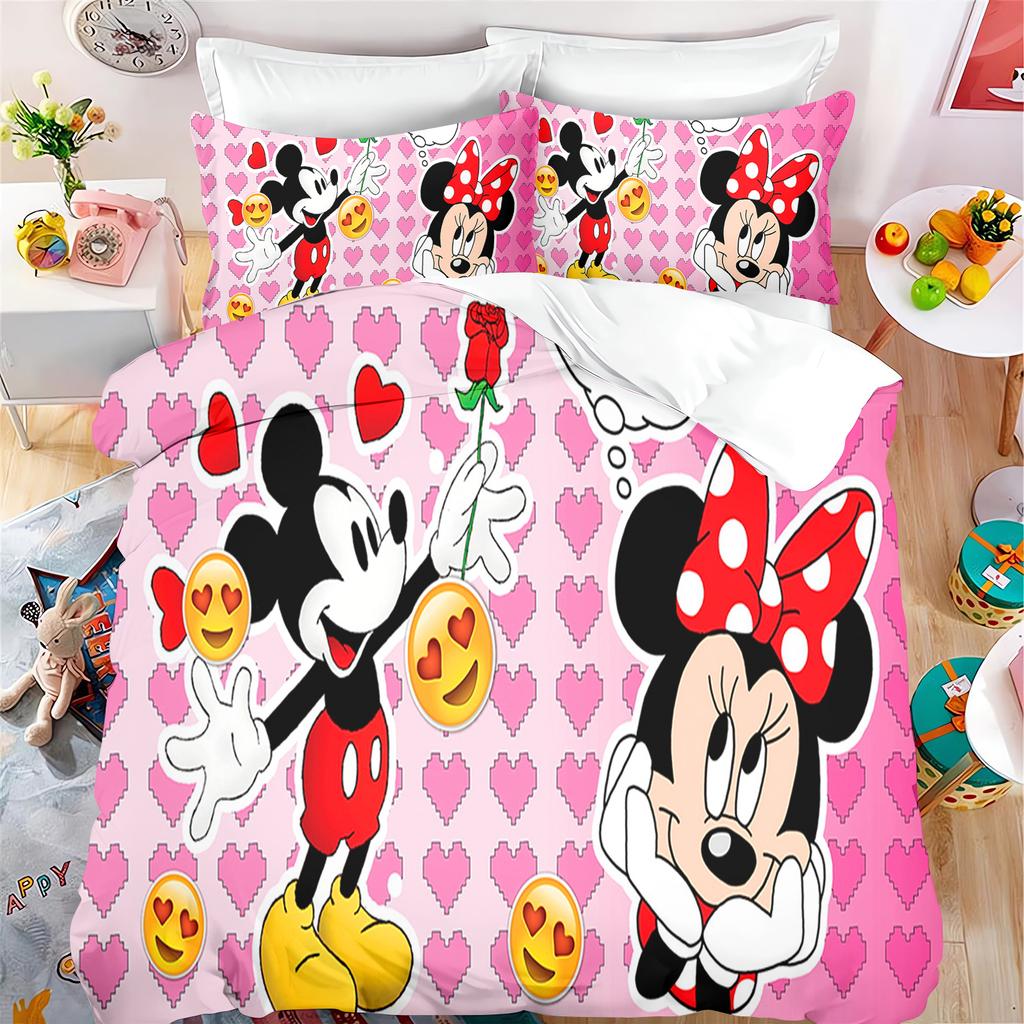 MINISO Mickey Povlak na přikrývku Sada Moderní Potisk Matrace Povlečení Sada Přikrývka Povlečení 3dílná