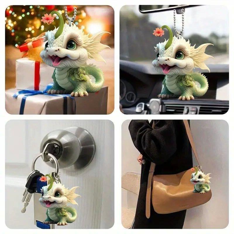 Kreativer 2D Acryl Niedlicher Drache Hängeanhänger Ideal für Auto- und Rucksackgebrauch