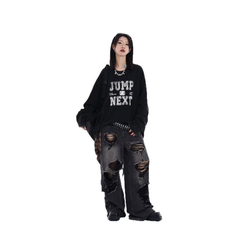 American High Street Jeans Men's Vibe Summer Ruffian Handsome Loose Straight Wide-leg Pants