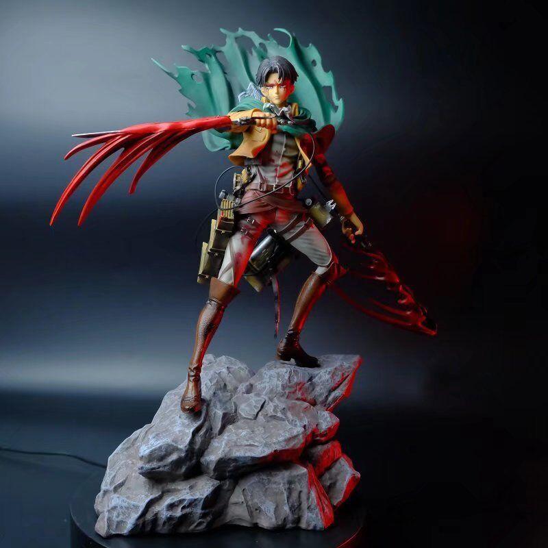 Attack On Titan Gk Figure Levi Ackerman Mikasa Ackerman Battle Damaged Double Head Sculpt Anime Pvc Statue Collectible Model