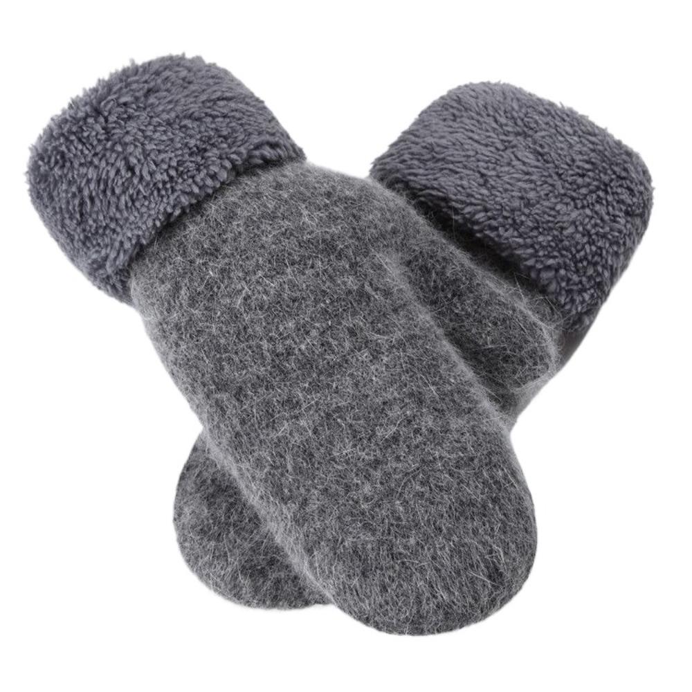 Kaschmir-ähnliche Fäustlinge für alle Finger Einfarbig Pelz Gestrickte Handschuhe Winterhandschuhe Damen Mädchen