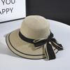 Fashion Outdoor Spring and Summer Woven Straw Hat Women's Versatile Beach Big Edge Bow Sun Shield Hat NobleStyle Sun Shield Ha
