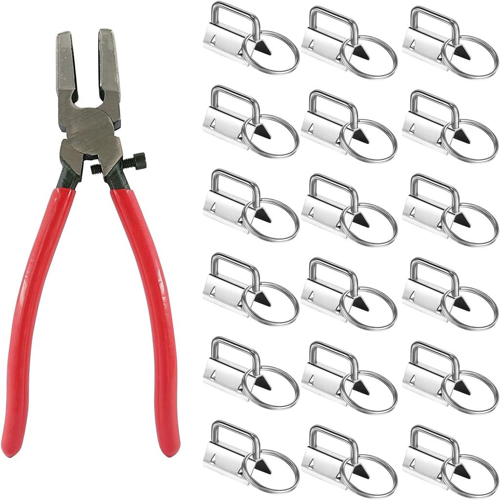 41 Sets Key Fob Hardware And Glass Running Pliers Tool, For Key Fob Hardware Tall, Silver
