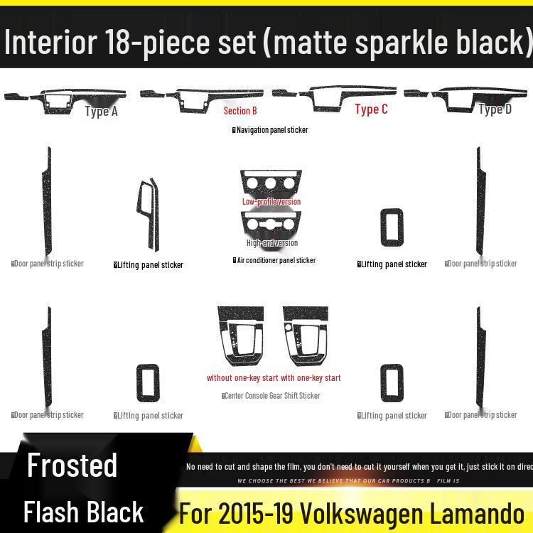 Volkswagen Lamando 15-19 Carbon Fiber Interior Gear Console Anti-Kick Pad Sticker