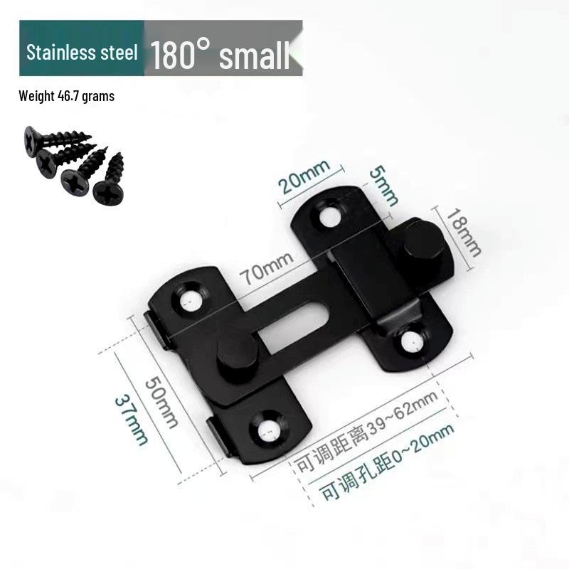 Black Stainless Steel 90° Door Latch Bolt for Home or Pet Doors