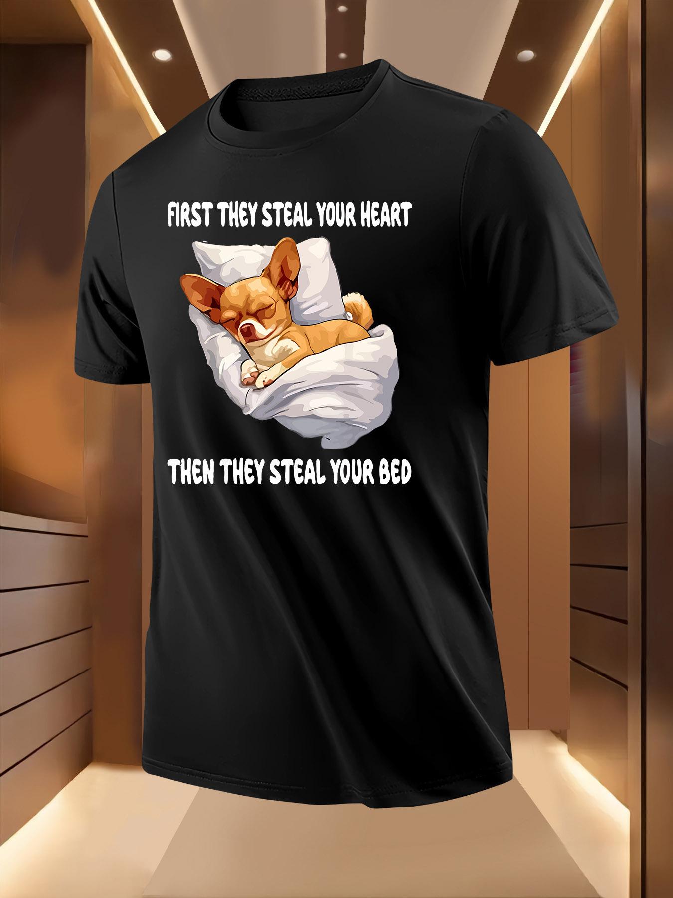 Funny Chihuahua Bed Hogger Graphic Tshirt - Light Grey Te... XXXL