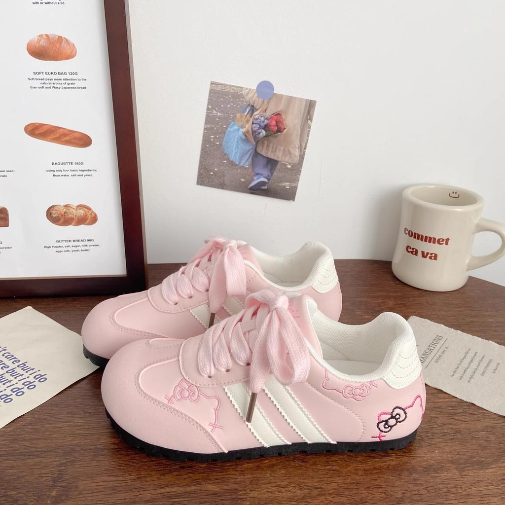Ugly cute German training board shoes women's pink spring and summer new chic niche design round head student ballet Forrest Gump white shoes