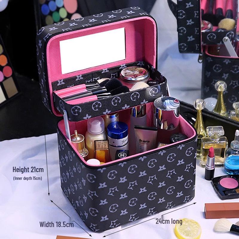 Große Kosmetiktasche für Damen mit Spiegel - 2025 Neues High-End Kosmetik-Aufbewahrungsetui