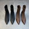 Pointed Thick Heel Short Boots Autumn and Winter New Heightening Thickened Warm Chelsea Boots Women