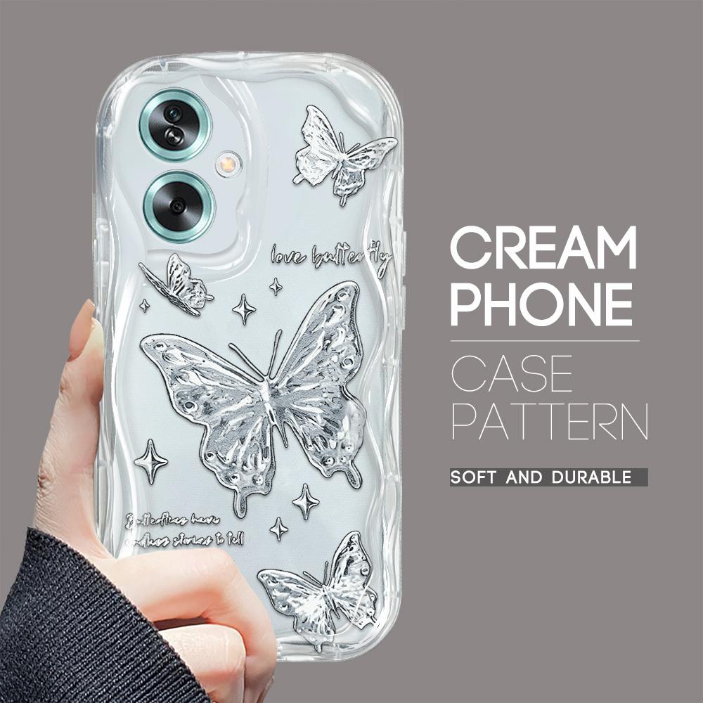 Cute Cartoon Pattern Cream Texture Casing Wavy Edge Soft Silicone Cover Phone Case for OPPO Reno Realme