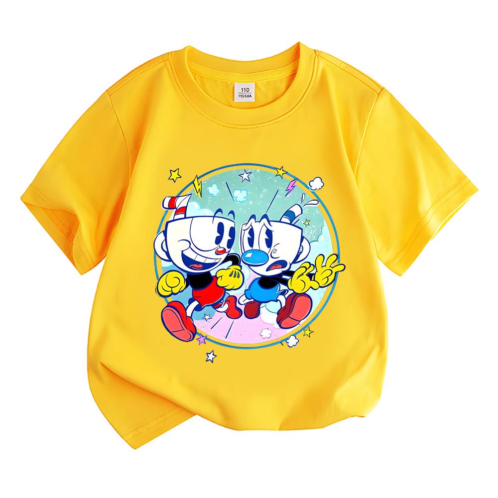 Cuphead 2026 NEW Boys Girls Kids T-shirt Round Neck ShortSleeves Fashion Streetwear Manga/Comic Tees Toddler Cartoon Clothing