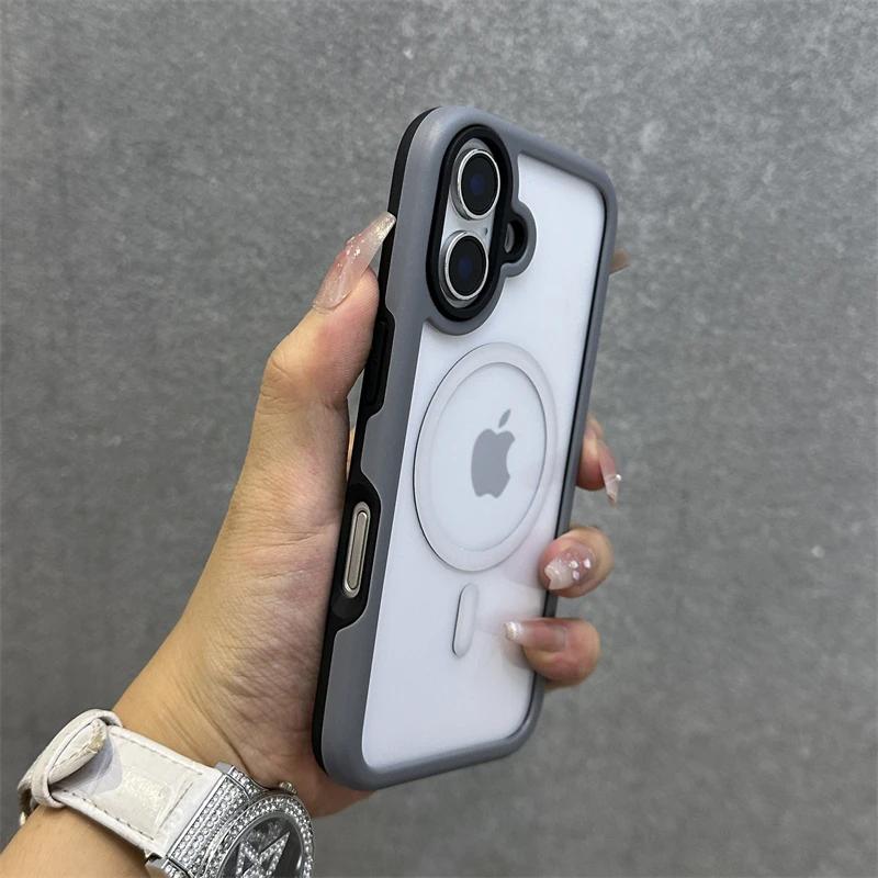 

Новый Цветной Прозрачный Магнитный Чехол Для Телефона Для 17 17 Air 17Pro 17 Pro Max Для Magsafe Беспроводной Заряд Ударопрочный Чехол Coque iPhone17 Pro серый