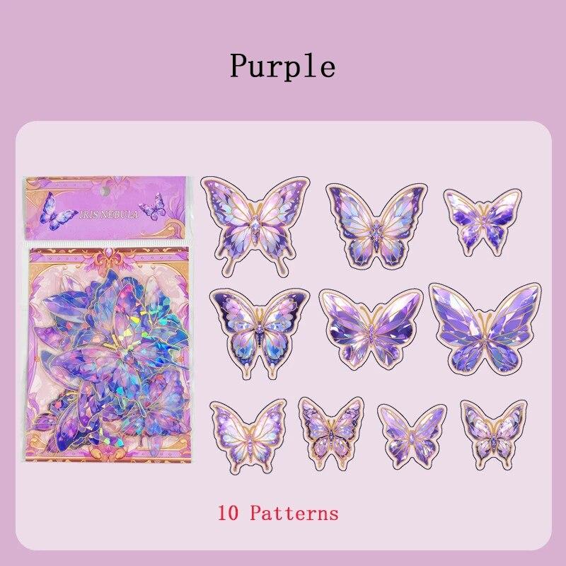 3D Laser Butterfly Stickers Decorated Gold Stamping with Various Shapes for Gifts Can Self Adhesive for Freely
