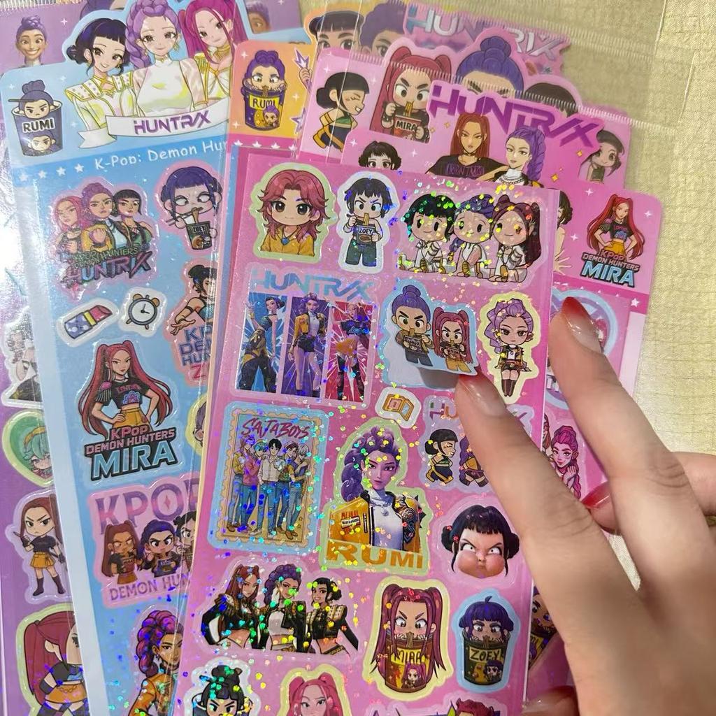 new K-Pop Demon Hunters Laser Stickers - Anime & Cartoon Style, Cute & Creative Stickers for School Supplies and Home Decoration
