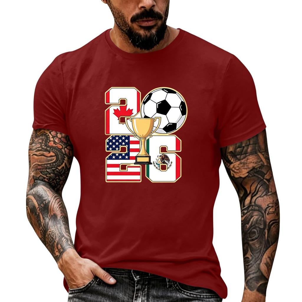 Men's Basic Crew Neck Short Sleeve T Shirt Loose Fit Casual Summer Top Soccer Themed Graphic Print Comfortable Fabric