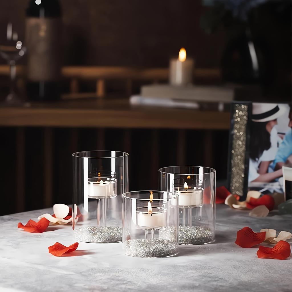 3 Pcs Glass Candle Holder, Home Decoration, Table Decoration, Fireplace Candle Holder